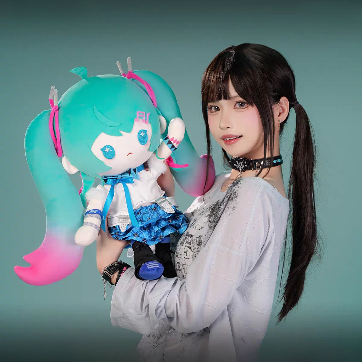 Official Hatsune Miku Plush Doll with Interchangeable Expressions