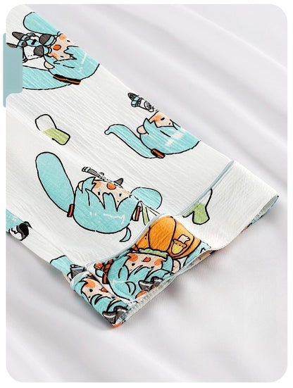 Hatsune Miku Cotton Long Sleeve Sleepwear – Cute Cartoon Style Home Loungewear