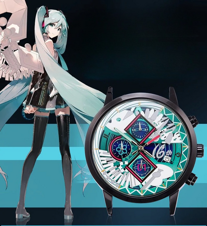 Offiziell lizenzierte Hatsune Miku 16. Jubiläums-Quarzuhr mit 5 Zeigern