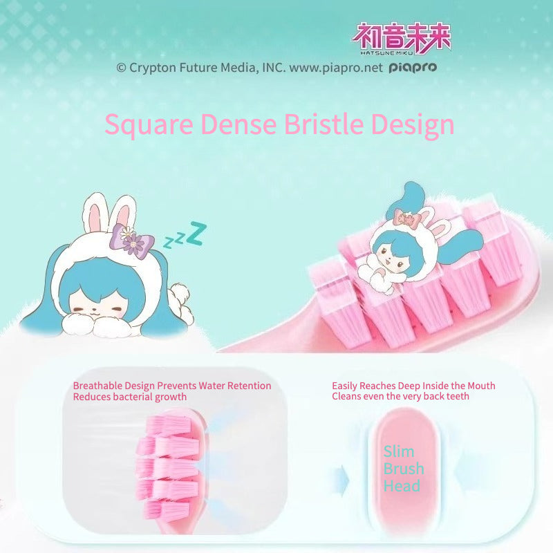 Official Hatsune Miku Little Bunny Miku Adult Manual Toothbrush with Cloud-Soft Fine Bristles