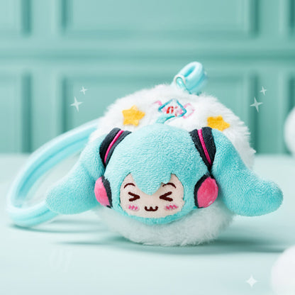 Breloque en peluche Hatsune Miku avec yeux plissés et miroir compact sous licence officielle