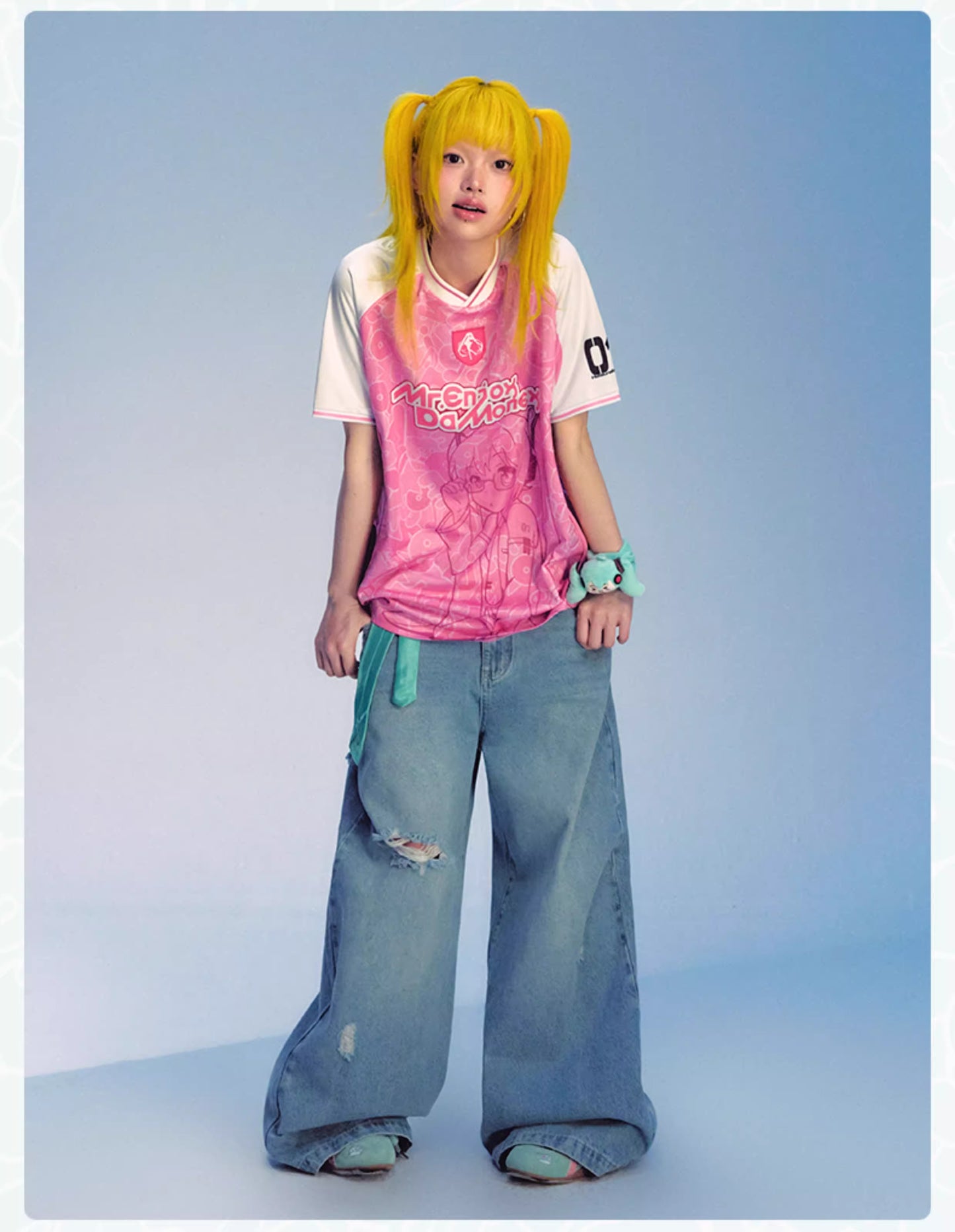 Official Licensed Hatsune Miku Jersey-Style T-Shirt – Casual Summer Sports Tee