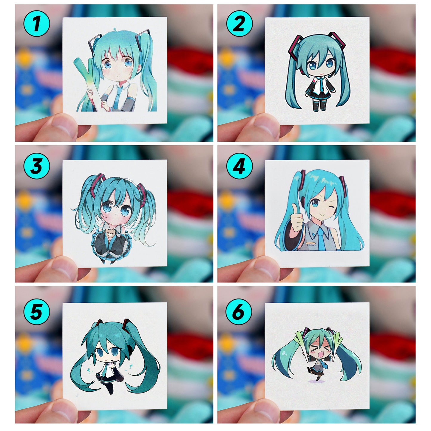 Hatsune Miku Temporary Tattoos – Waterproof Temporary Tattoos for Cosplay, Parties, Festivals, Concerts, and Anime Conventions – Set of 6 Designs