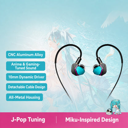 Official Hatsune Miku Wired Earbuds – Hi-Fi In-Ear Music & Gaming Earphones