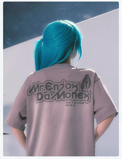 Official Licensed Hatsune Miku Washed Short-Sleeve T-Shirt – Casual Summer Tee