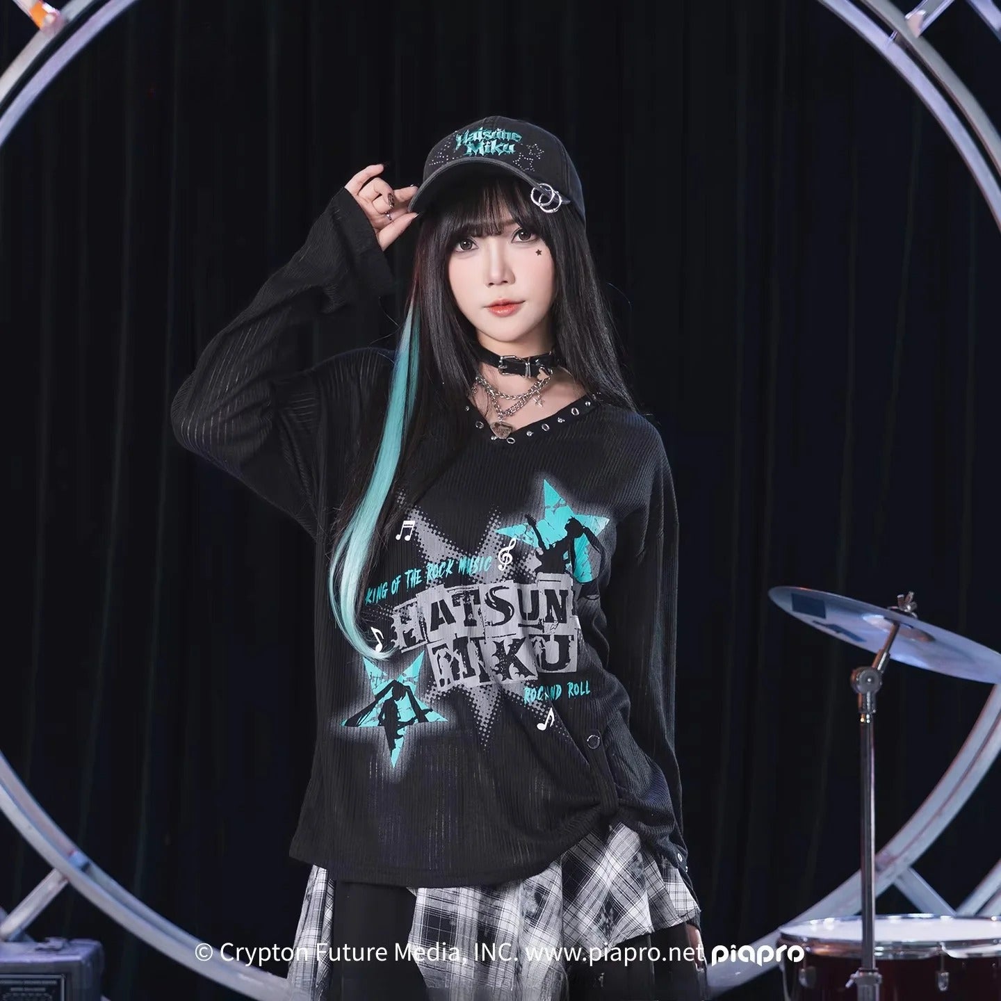 Official Hatsune Miku Rock Future Lightweight Open-Knit Long Sleeve Cover-Up for Women, Loose-Fit Summer Top