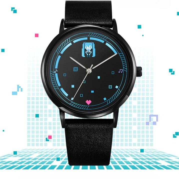 Offiziell lizenzierte Hatsune Miku Pixelated Miku wasserdichte, schlanke Uhr