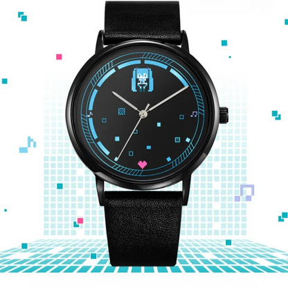 Offiziell lizenzierte Hatsune Miku Pixelated Miku wasserdichte, schlanke Uhr