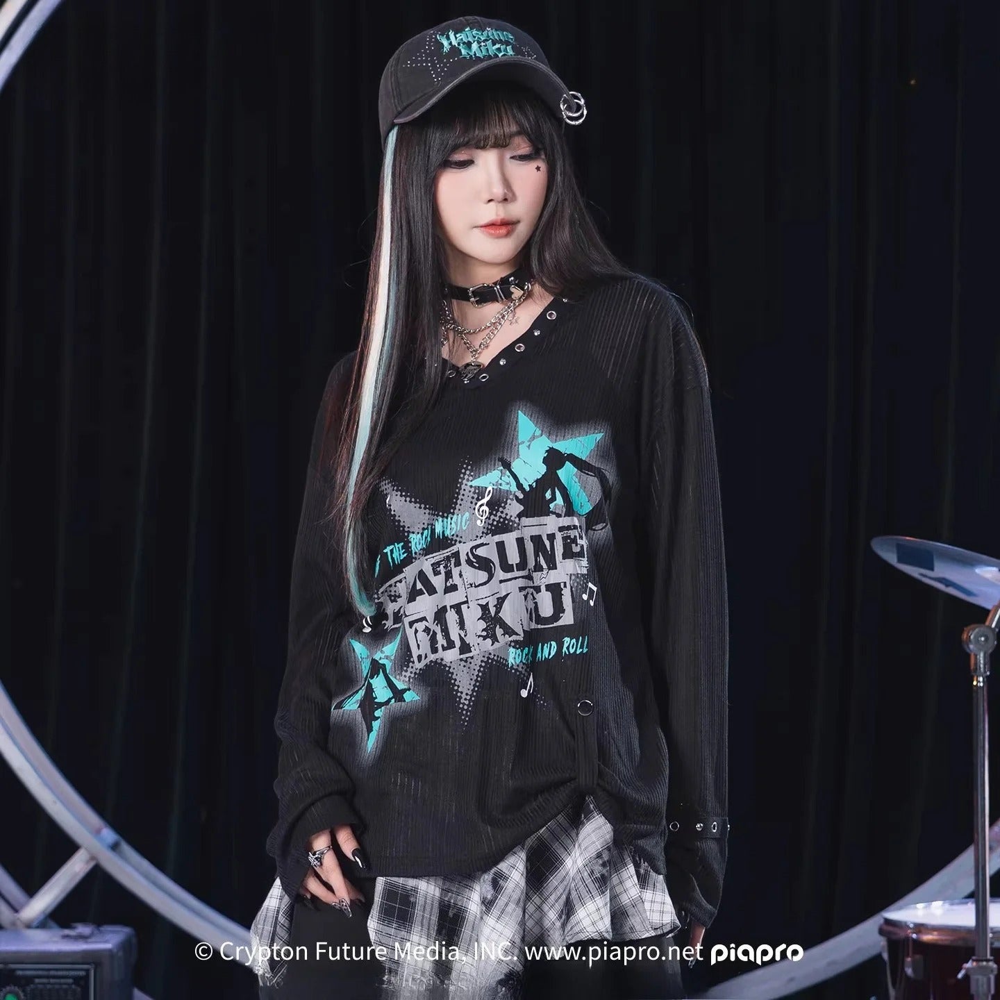 Official Hatsune Miku Rock Future Lightweight Open-Knit Long Sleeve Cover-Up for Women, Loose-Fit Summer Top