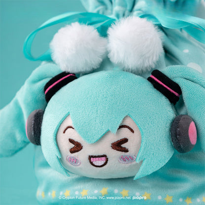 Sac à cordon en peluche Hatsune Miku Squinted Eyes Series sous licence officielle