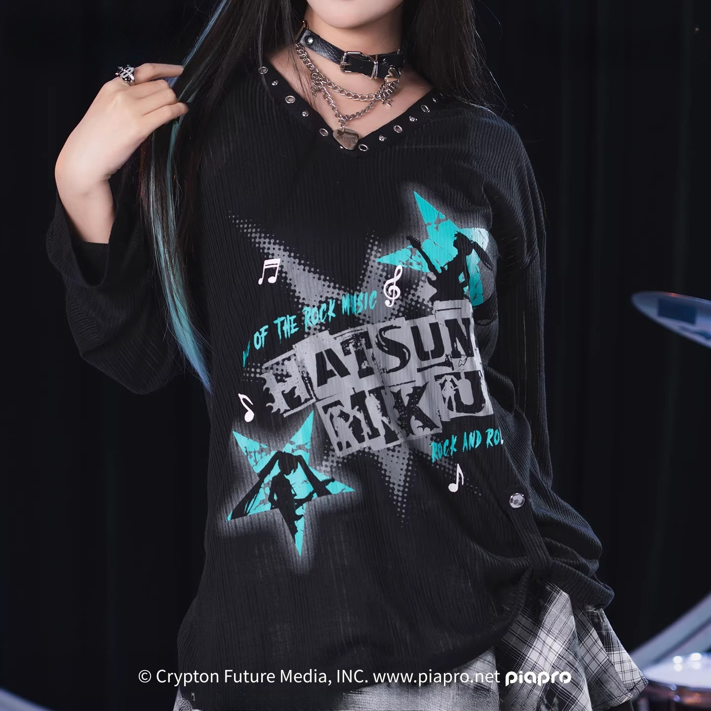 Official Hatsune Miku Rock Future Lightweight Open-Knit Long Sleeve Cover-Up for Women, Loose-Fit Summer Top