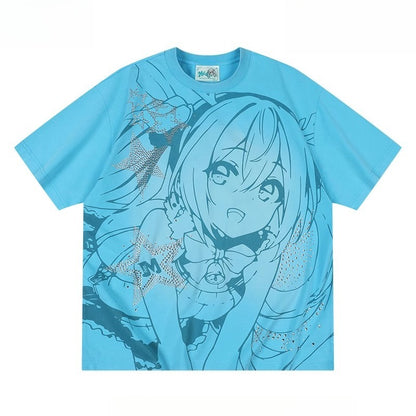 Official Licensed Hatsune Miku Washed Short-Sleeve T-Shirt – Casual Summer Tee