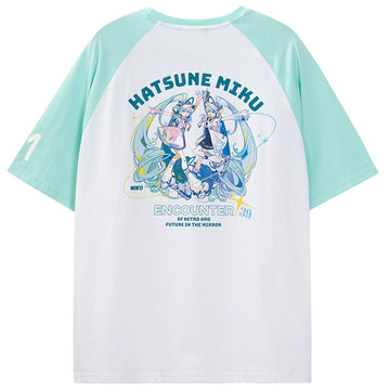 Hatsune Miku Retro & Future Graphic Short Sleeve T-Shirt – Crew Neck
