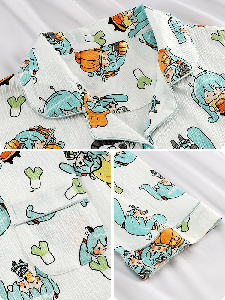 Hatsune Miku Cotton Long Sleeve Sleepwear – Cute Cartoon Style Home Loungewear