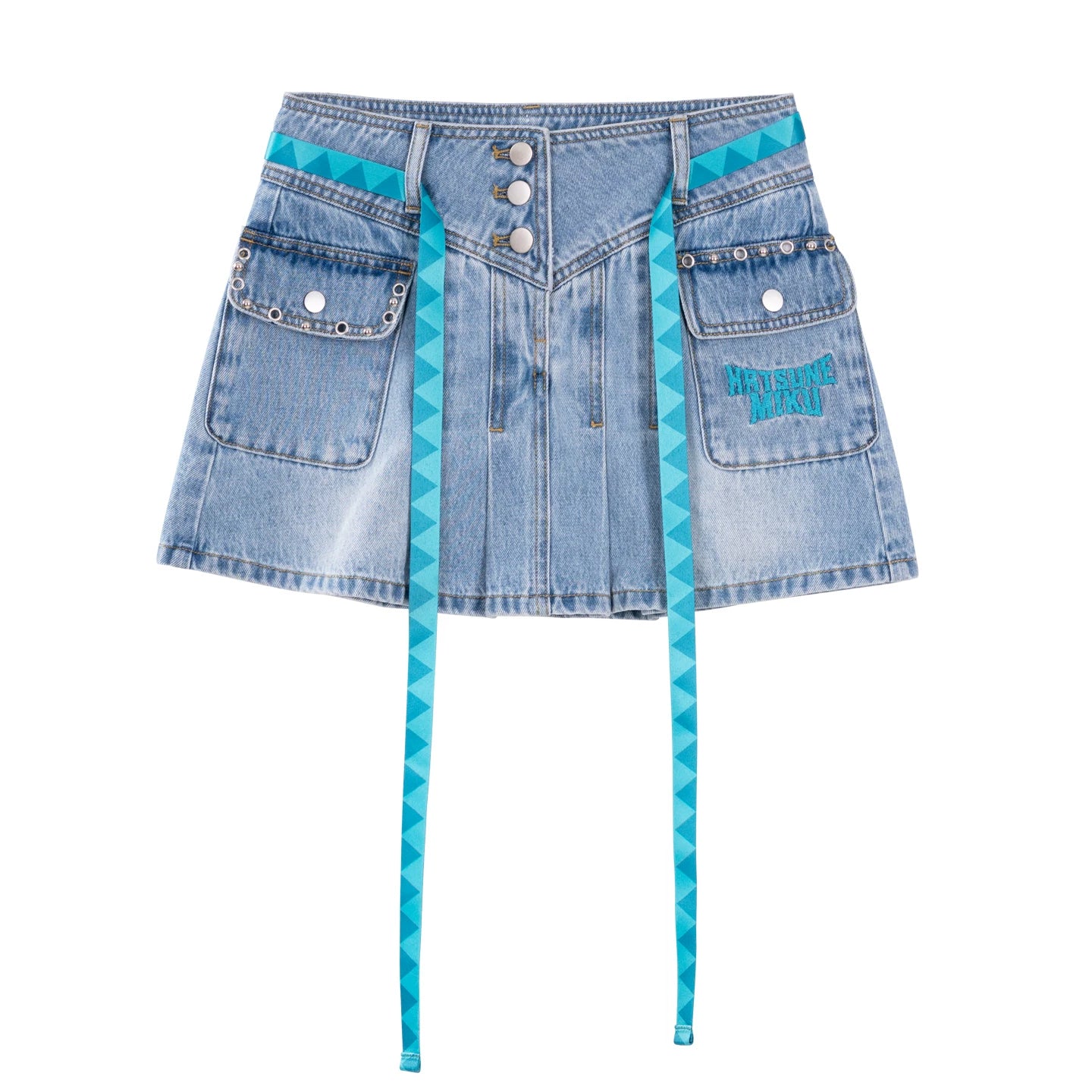 [Pre-Order, Ships Within 30 Days] Official Hatsune Miku Rock Future Denim Mini Skirt for Women, Casual A-Line Skirt