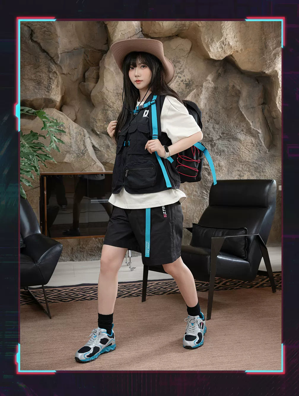 Official Hatsune Miku Neon Techwear Backpack, Large Capacity Multi-Purpose Backpack for Commuting & Travel