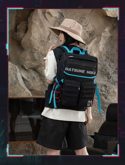 Official Hatsune Miku Neon Techwear Backpack, Large Capacity Multi-Purpose Backpack for Commuting & Travel