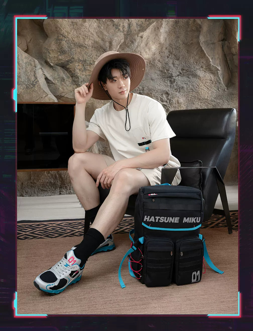 Official Hatsune Miku Neon Techwear Backpack, Large Capacity Multi-Purpose Backpack for Commuting & Travel