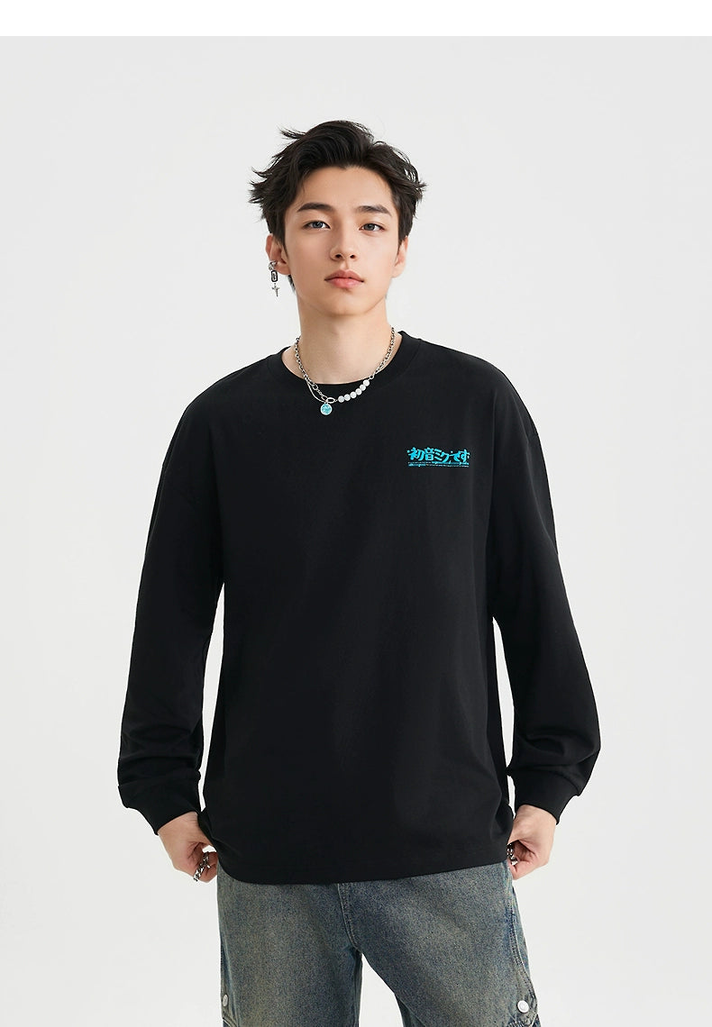 Hatsune Miku 2025 Collab Line-Art Comic Graphic Long Sleeve Tee