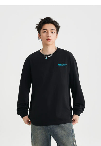 Hatsune Miku 2025 Collab Line-Art Comic Graphic Long Sleeve Tee