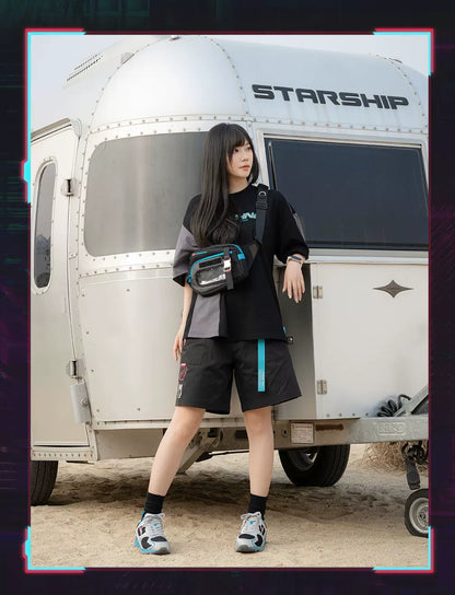Official Hatsune Miku Neon EDM Sling Bag, Lightweight Crossbody Waist Pack for Outdoor, Casual & Commuting Use