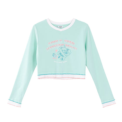Official Hatsune Miku Y2K Ice Candy Long Sleeve V-Neck Cropped Top – Slim Fit Streetwear