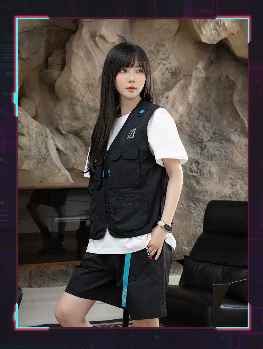 Official Hatsune Miku Neon EDM Cargo Vest, Unisex Summer Layering Piece