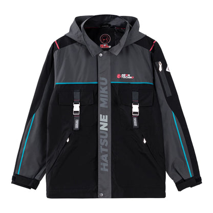 Official Hatsune Miku Neon Electronic Music Series Techwear Hooded Jacket – Casual Windbreaker Coat