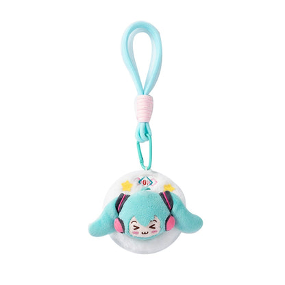 Breloque en peluche Hatsune Miku avec yeux plissés et miroir compact sous licence officielle