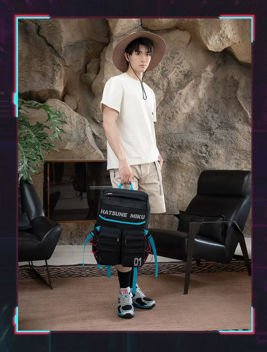 Official Hatsune Miku Neon Techwear Backpack, Large Capacity Multi-Purpose Backpack for Commuting & Travel