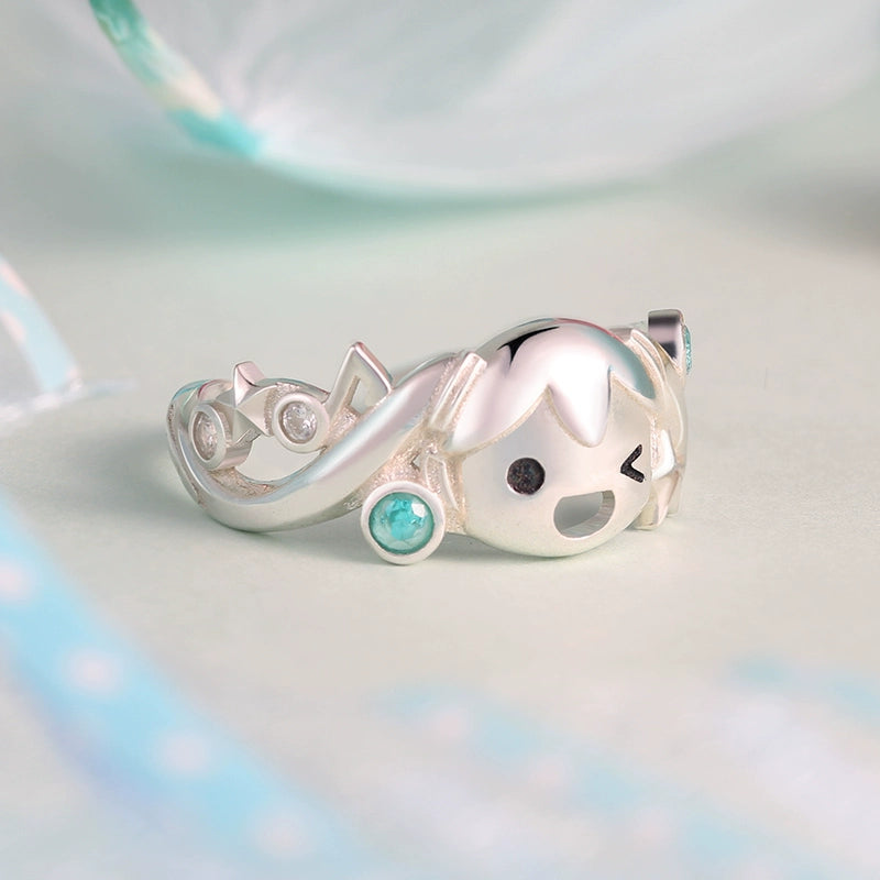 Bague Hatsune Miku Joyful Song sous licence officielle – Argent sterling 925