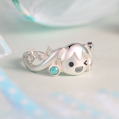 Bague Hatsune Miku Joyful Song sous licence officielle – Argent sterling 925