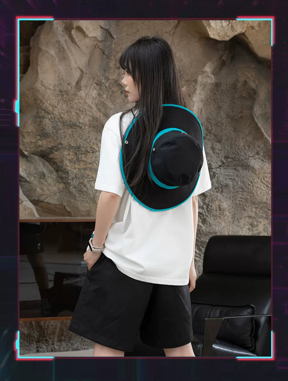 Official Hatsune Miku Neon EDM Bucket Hat, Sun Protection Outdoor Hiking Hat
