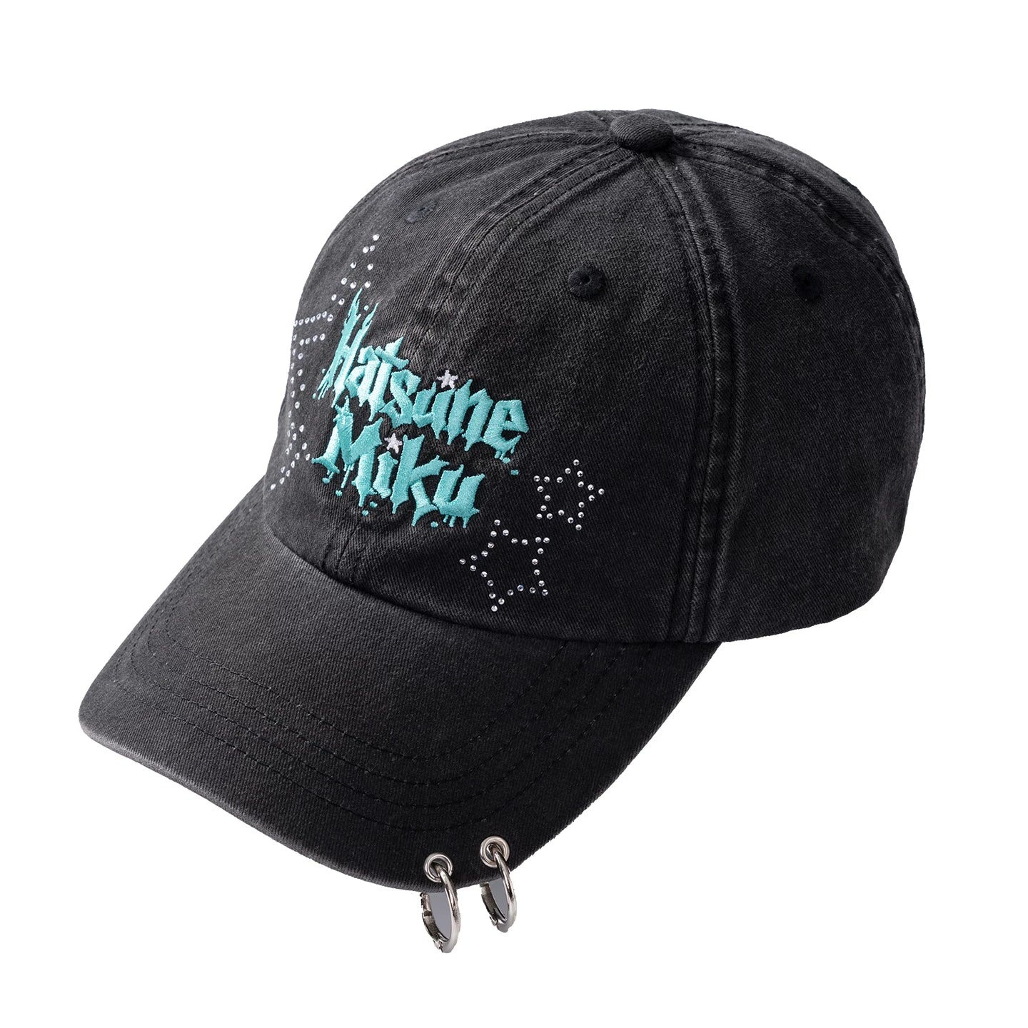 [Pre-Order, Ships Within 60 Days]Official Hatsune Miku Rock Future Embroidered Distressed Baseball Cap, Unisex Sun Visor Hat