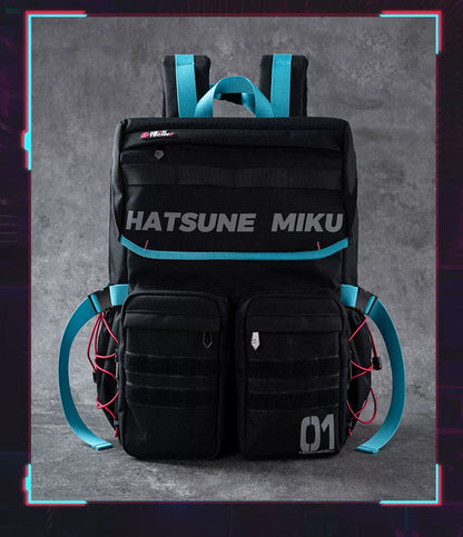 Official Hatsune Miku Neon Techwear Backpack, Large Capacity Multi-Purpose Backpack for Commuting & Travel