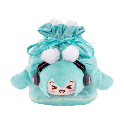 Sac à cordon en peluche Hatsune Miku Squinted Eyes Series sous licence officielle