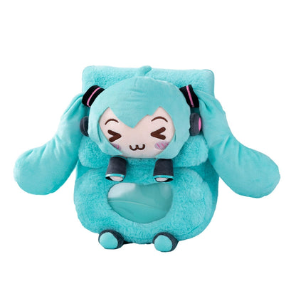 Offiziell lizenzierte Hatsune Miku Squinted Eyes-Serie, Mehrzweck-Umhängetasche aus Plüsch