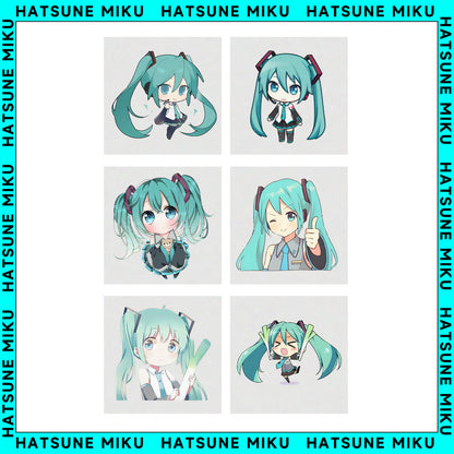 Hatsune Miku Temporary Tattoos – Waterproof Temporary Tattoos for Cosplay, Parties, Festivals, Concerts, and Anime Conventions – Set of 6 Designs