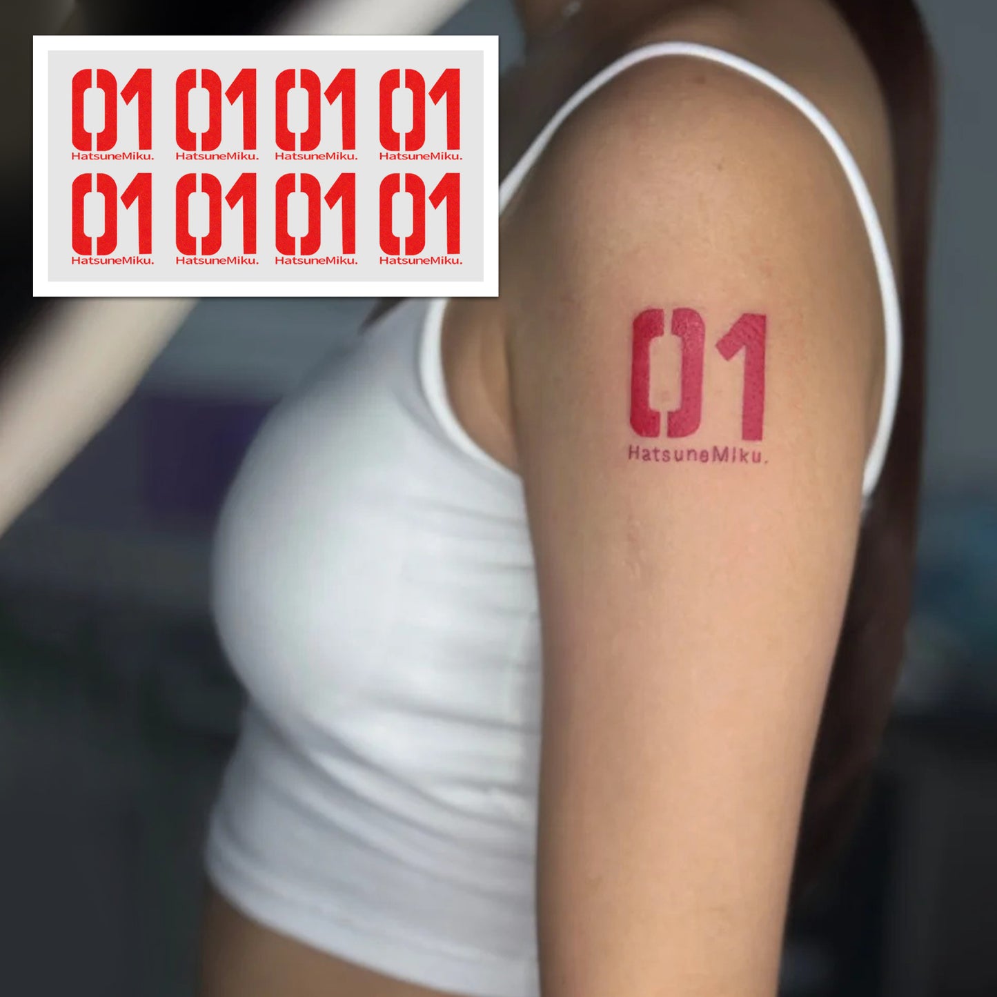 Hatsune Miku 01 Temporary Tattoos – Waterproof Temporary Tattoos for Cosplay, Parties, Festivals, Concerts, and Anime Conventions– 8 pcs (Same Design)