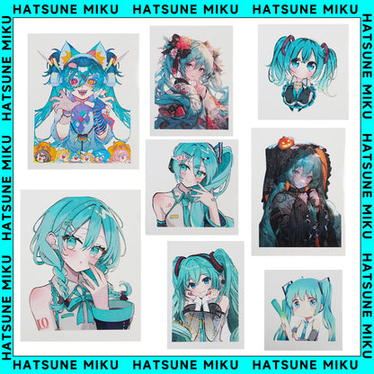 Hatsune Miku Temporary Tattoos – Waterproof Temporary Tattoos for Cosplay, Parties, Festivals, Concerts, and Anime Conventions – Set of 8 Designs