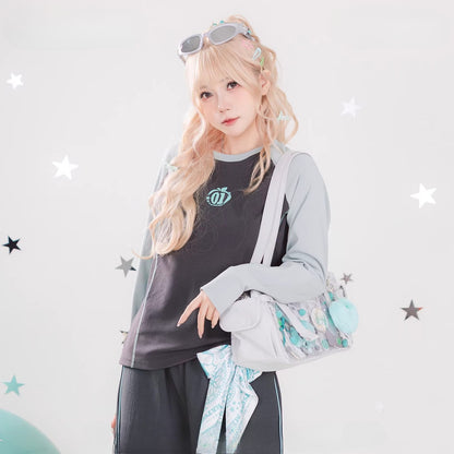 Official Hatsune Miku Y2K Ice Candy Color Block Long Sleeve Crewneck Top