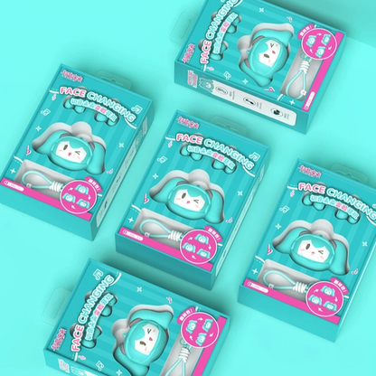 Official Hatsune Miku Clip-on Bluetooth Headphones, Slide-to-Change Face Open-Ear Earbuds with Cute Miku Expressions