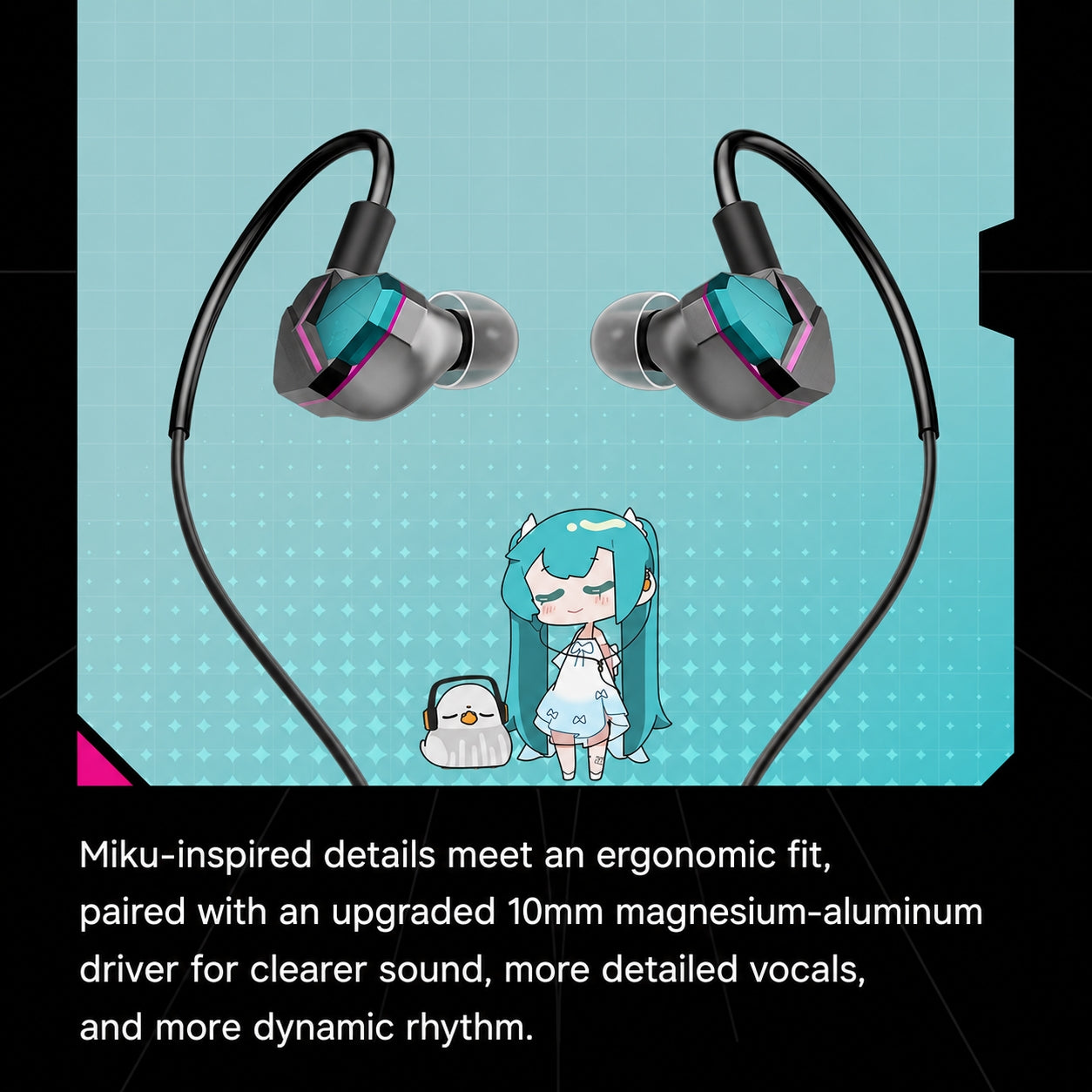 Official Hatsune Miku Wired Earbuds – Hi-Fi In-Ear Music & Gaming Earphones