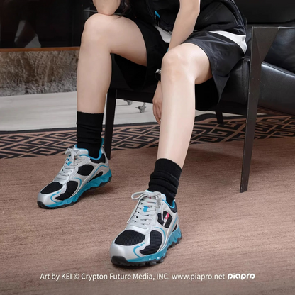 Official Hatsune Miku Neon EDM Retro Breathable Mesh Sneakers, Casual Running Shoes