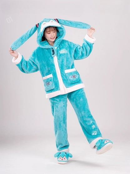 Official Licensed Hatsune Miku Plush Loungewear Set – Soft Cozy Home Outfit