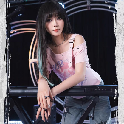Official Hatsune Miku Rock Future Punk Ring for Men and Women, Hip-Hop Statement Accessory