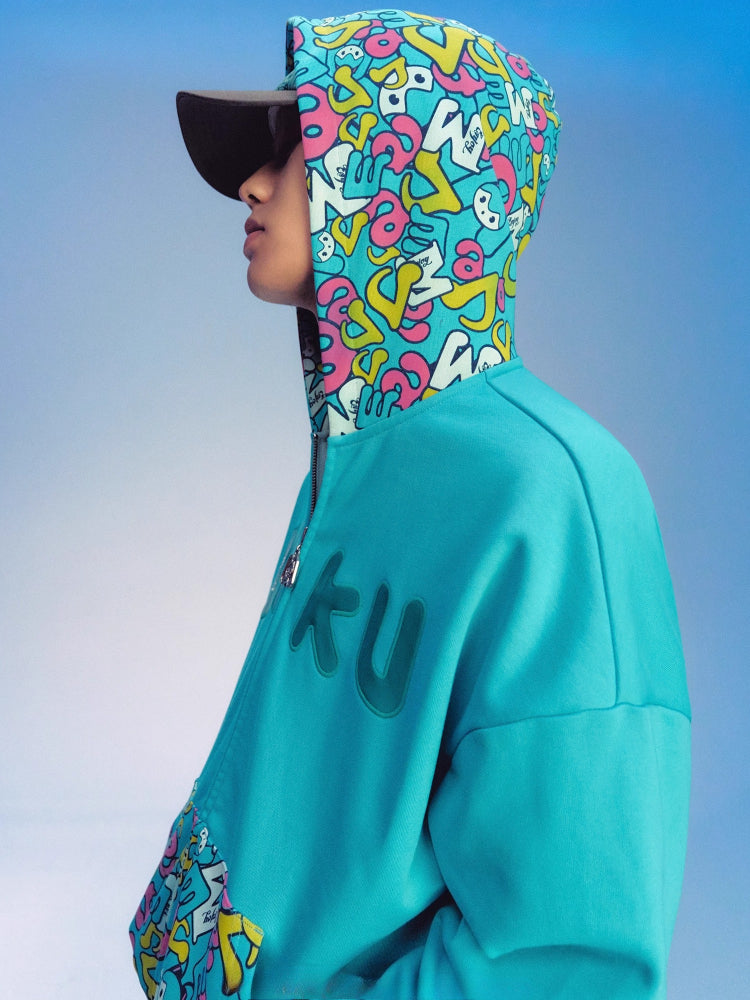 Official Licensed Hatsune Miku Patchwork Camo Zip-Up Hoodie – Lightweight Spring/Fall Jacket