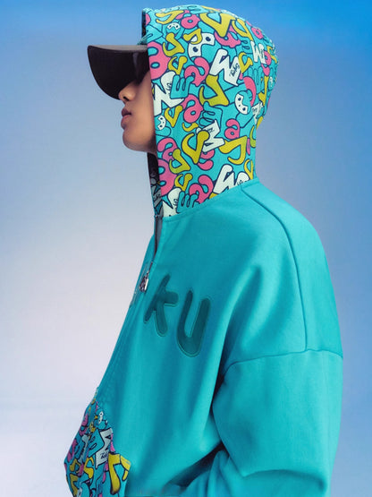 Official Licensed Hatsune Miku Patchwork Camo Zip-Up Hoodie – Lightweight Spring/Fall Jacket