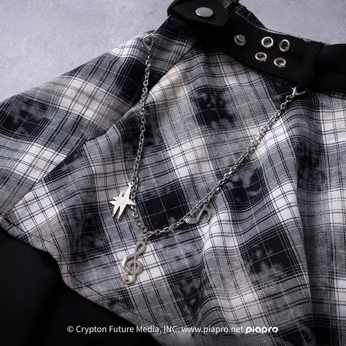 Official Hatsune Miku Rock Future Plaid Patchwork Asymmetrical High-Waisted Mini Skirt for Women