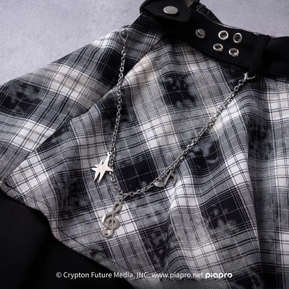 Official Hatsune Miku Rock Future Plaid Patchwork Asymmetrical High-Waisted Mini Skirt for Women